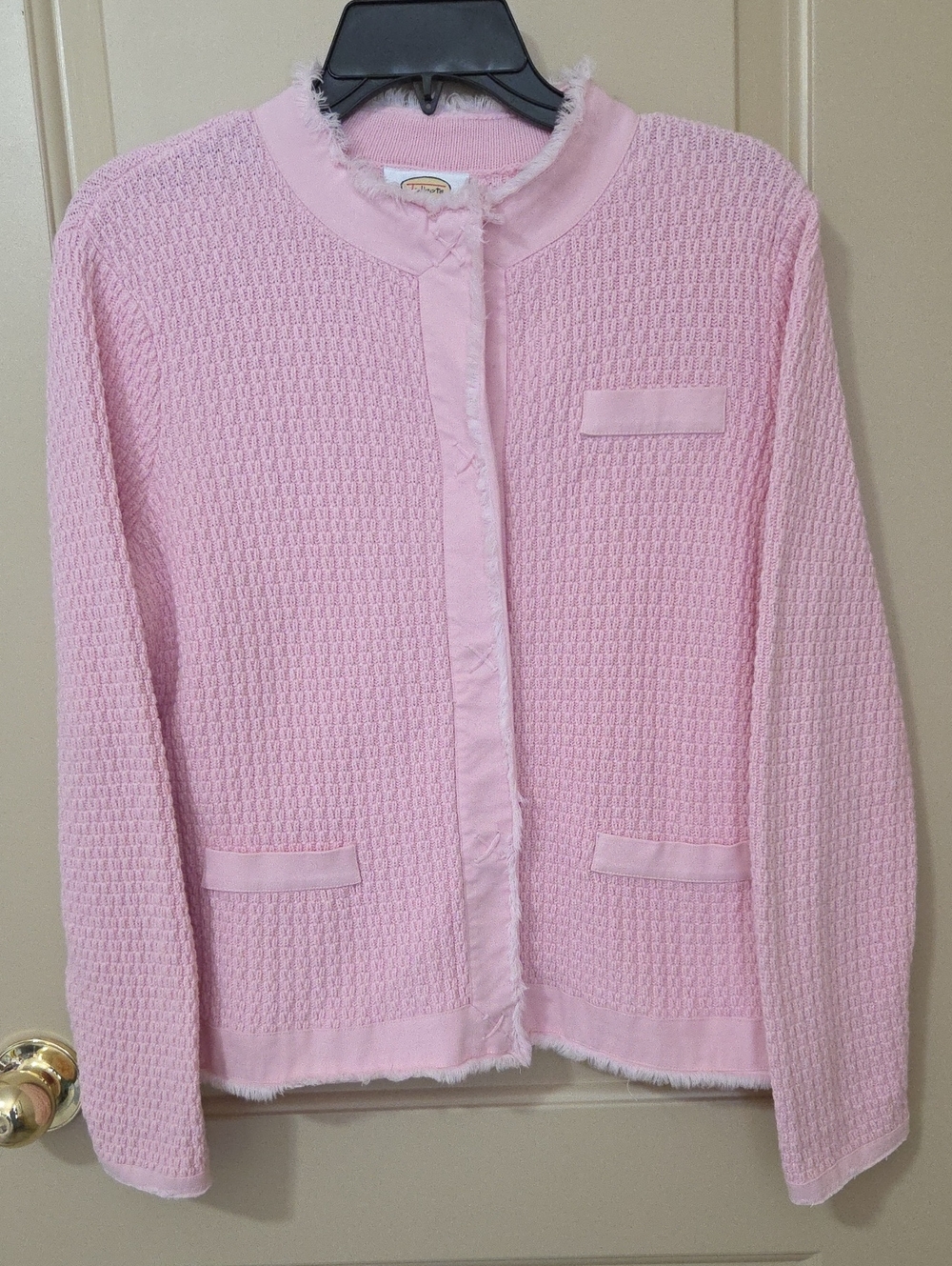 Talbots Light Pink Textured Knit Jacket